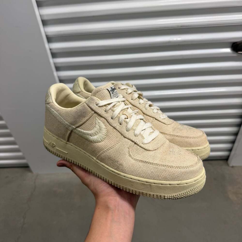 Stüssy x Nike Air Force 1 Low Fossil Stone Hemp Linen Size 11